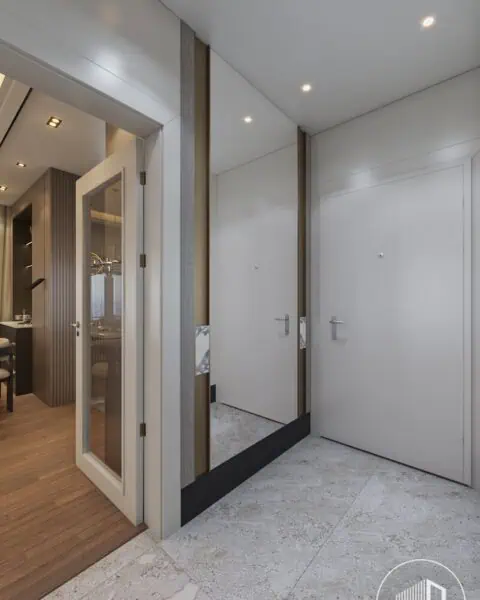 Ayna panolu dekor - tuğ mimarlık Ayna panolu modern antre dekorasyonu – Tuğ Mimarlık