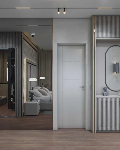 Banyo kapısı ve duvar paneli - tuğ mimarlık Bağdat Caddesi yatak odası banyo kapısı ve dekoratif duvar paneli – Tuğ Mimarlık