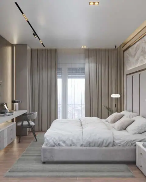 Yatak odası giriş alanı - tuğ mimarlık Bağdat Caddesi yatak odası giriş alanı ve ayna tasarımı – Tuğ Mimarlık