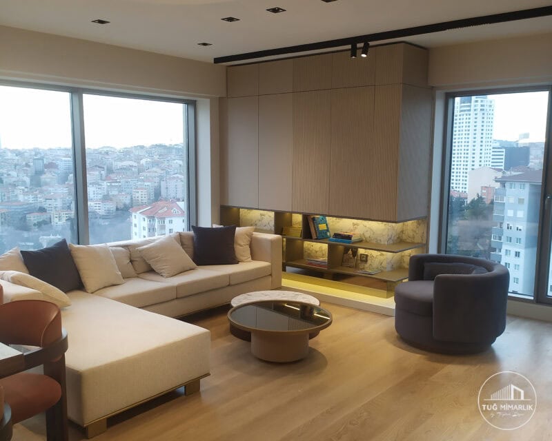 İç mimari tadilat sonrası salon tasarımı – tuğ mimarlık - tuğ mimarlık Tuğ Mimarlık tarafından yenilenmiş salon alanı – iç mimari tasarım ve uygulama sonrası görünüm