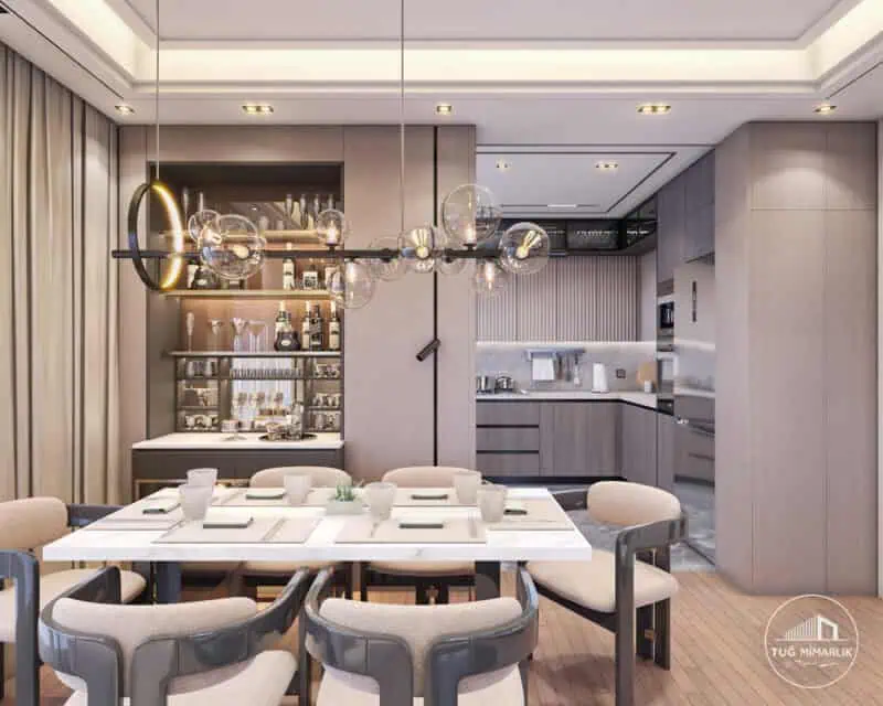 Modern dairede anahtar teslim iç mimari tasarım ve uygulama – Tuğ Mimarlık projesi