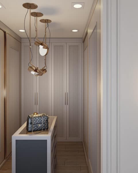 Manzara adalar giyinme odası ada Çekmecesi - tuğ mimarlık Manzara Adalar Kartal 22m2 giyinme odası tasarımı ada çekmecesi ve flüt panel dolaplar