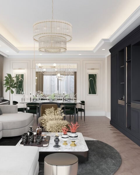 oturma alanı, mermer orta sehpa ve tv duvarı, büyükyalı salon tasarımı