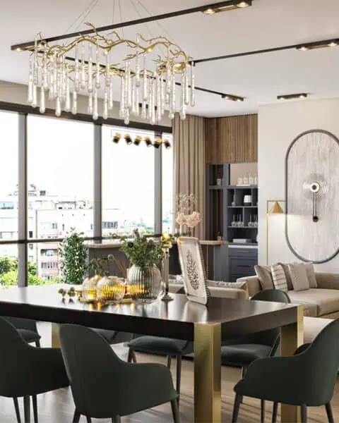 Modern salon tasarımı – geniş cam ve yemek masası - tuğ mimarlık modern salon tasarımı – geniş cam cephe, yemek masası ve oturma alanı birleşimi