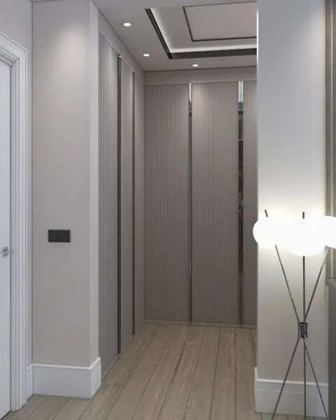 Tv paneli ve aksesuar kurgusu - tuğ mimarlık Lüks yatak odası TV paneli ve ahşap dikey panel detayı