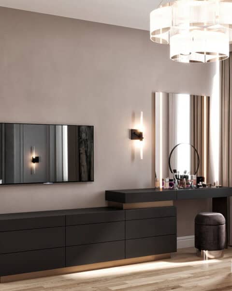 Trump Tower Residence yatak odası makyaj masası ve aydınlatmalı ayna