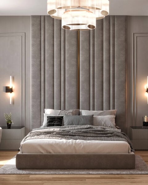 Trump Tower Residence yatak odası süet başlık ve duvar aplikleri