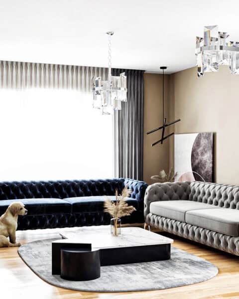 Kapitone koltuklar ve mermer sehpa - tuğ mimarlık Ümraniye salon tasarımı kapitone koltuk takımı ve mermer görünümlü orta sehpa