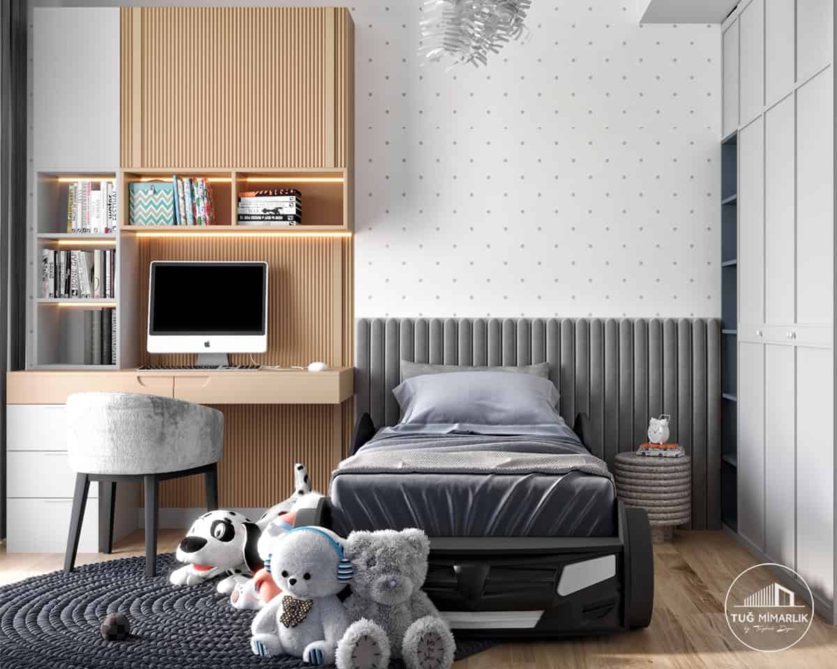 Yedi mavi genç odası – araba yatak Ön cephe - tuğ mimarlık araba yataklı genç odası tasarımı Yedi Mavi Zeytinburnu ön cephe görünüm