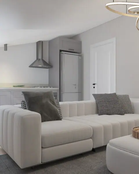 Çatı katı oturma odası açık mutfak hattı - tuğ mimarlık Fenerbahçe çatı katı oturma odası açık mutfaklı salon tasarımı