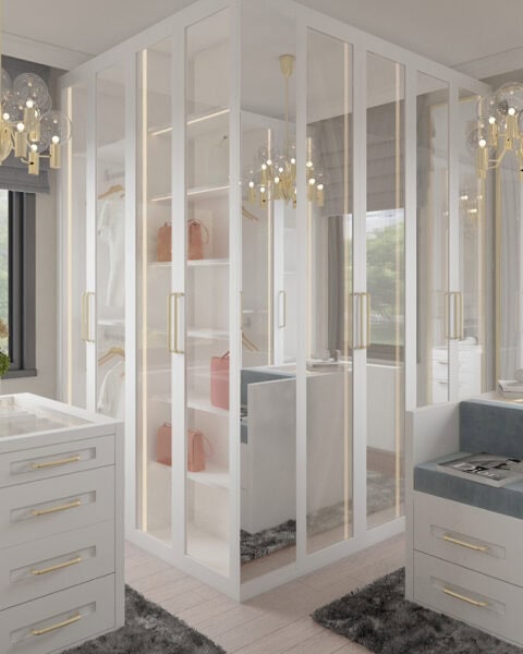 Çekmeköy La Vie Konakları giyinme odası dolap sistemi ada şifonyer