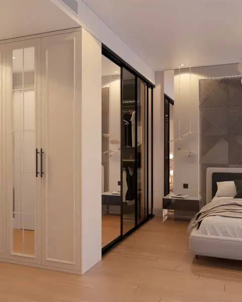 Sarıyer Nidapark İstinye yatak odası tasarımı özel gardırop cam kapak ve sürgülü sistem