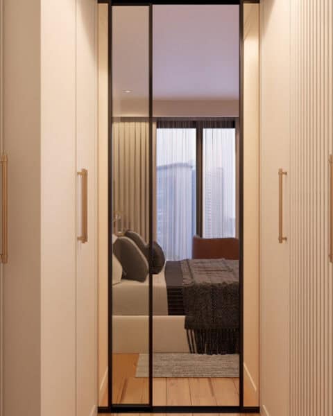 Nidapark İstinye genç odası – yatak, Çalışma ve hobi alanı - tuğ mimarlık Sarıyer genç odası tasarımı yatak ve çalışma alanı aynı odada