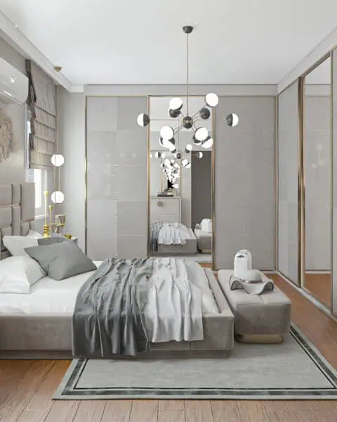 Tuzla’da aynalı sürgü gardırop kapaklı yatak odası dolap tasarımı