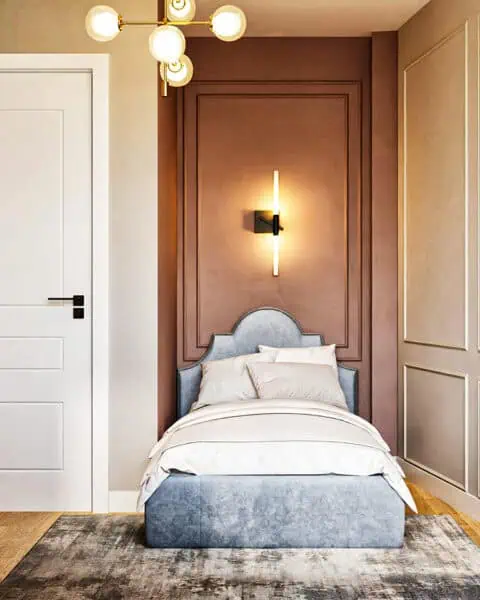 Üsküdar genç odasında tek kişilik yatak - tuğ mimarlık Üsküdar genç odası tasarımı tek kişilik yatak ve aynalı dolap