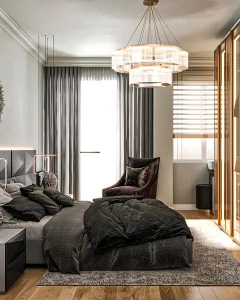 Üsküdar yatak odası tasarımı, özel şifonyer ve dokulu duvar kaplama