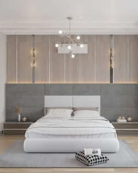 Bahçeşehir giyinme bölümlü yatak odasında geniş başlık duvarı ve ön görünüm