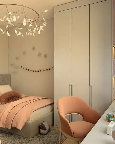 Göktürk genç odası yatak ve gardırop - tuğ mimarlık Göktürk genç odasında tek kişilik yatak, gardırop ve çalışma masasıyla özel üretim genç odası düzeni