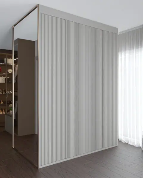 Kalamış giyinme odasında dış yüzey panel detayı ve perde cephesi görünümü